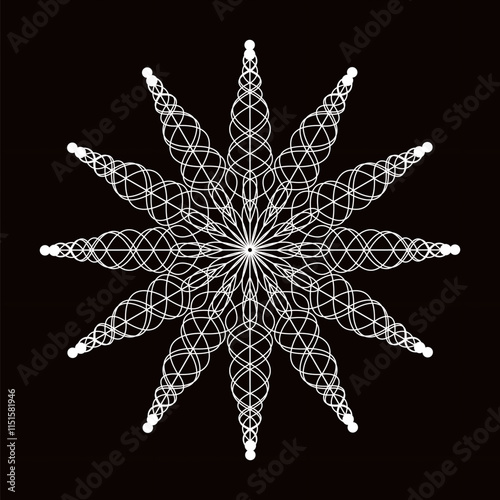 The geometric design creates a mesmerizing and visually stimulating piece. Perfect for colouring, printing, or digital use. 
