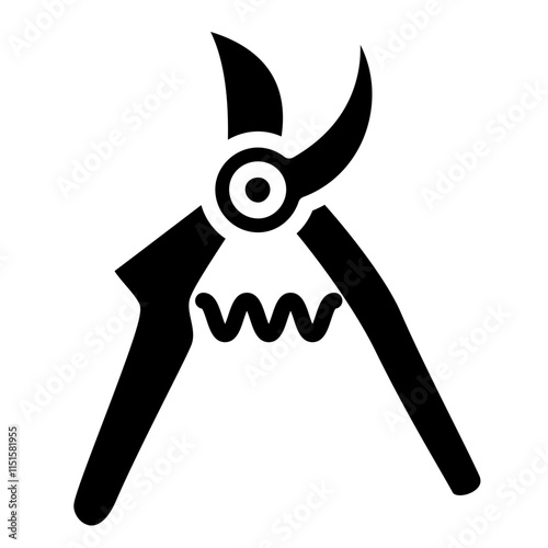 Pruners Icon, Black And White Glyph Icon Symbol