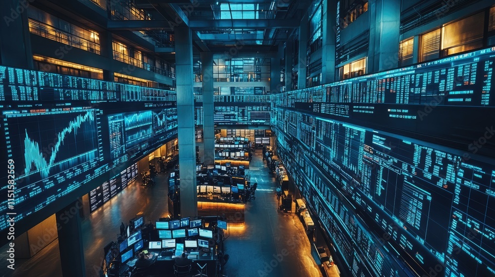 Fototapeta premium Trading Floor: A Symphony of Data and Technology