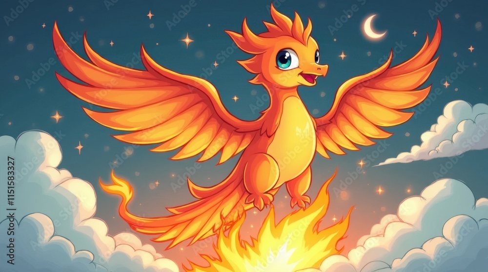 Fototapeta premium Magical Phoenix Rising from Flames