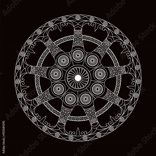 Ratha Chakra, or the Wheel of Dharma, is a significant symbol in Buddhism and Hinduism