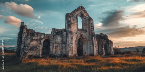 Ancient ruins of a church, showcasing historical architecture and weathered stone, reflect the charm of old ruins. Explore the rich heritage captured in these stunning old ruins of a church.