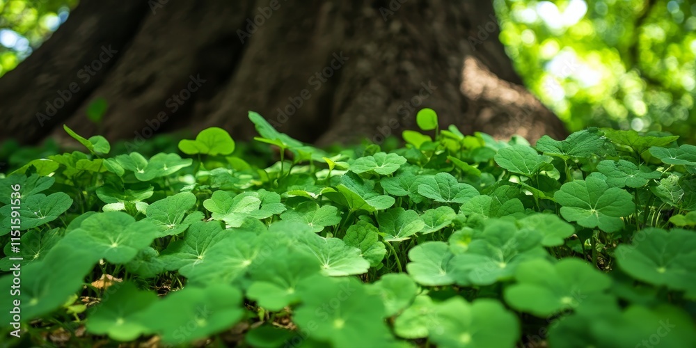 Gotu kola plants flourish beneath the canopy of a larger tree, showcasing the vibrant growth of gotu kola in a harmonious natural setting, where gotu kola thrives in rich greenery. Gotu kola plants flourish beneath the canopy of a larger tree, showcasing the vibrant growth of gotu kola in a harmonious natural setting, where gotu kola thrives in rich greenery.