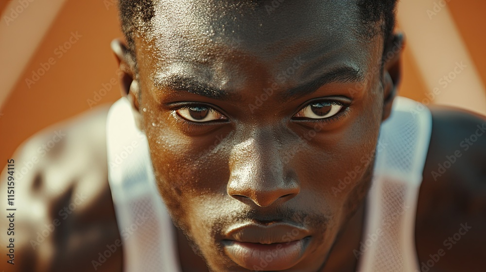 Intense Gaze: A Portrait of a Determined Athlete Intense Gaze: A Portrait of a Determined Athlete