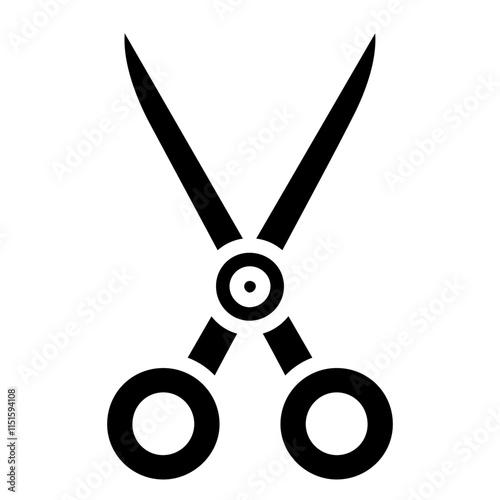 Barbershop Scissors Icon, Black And White Glyph Icon Symbol