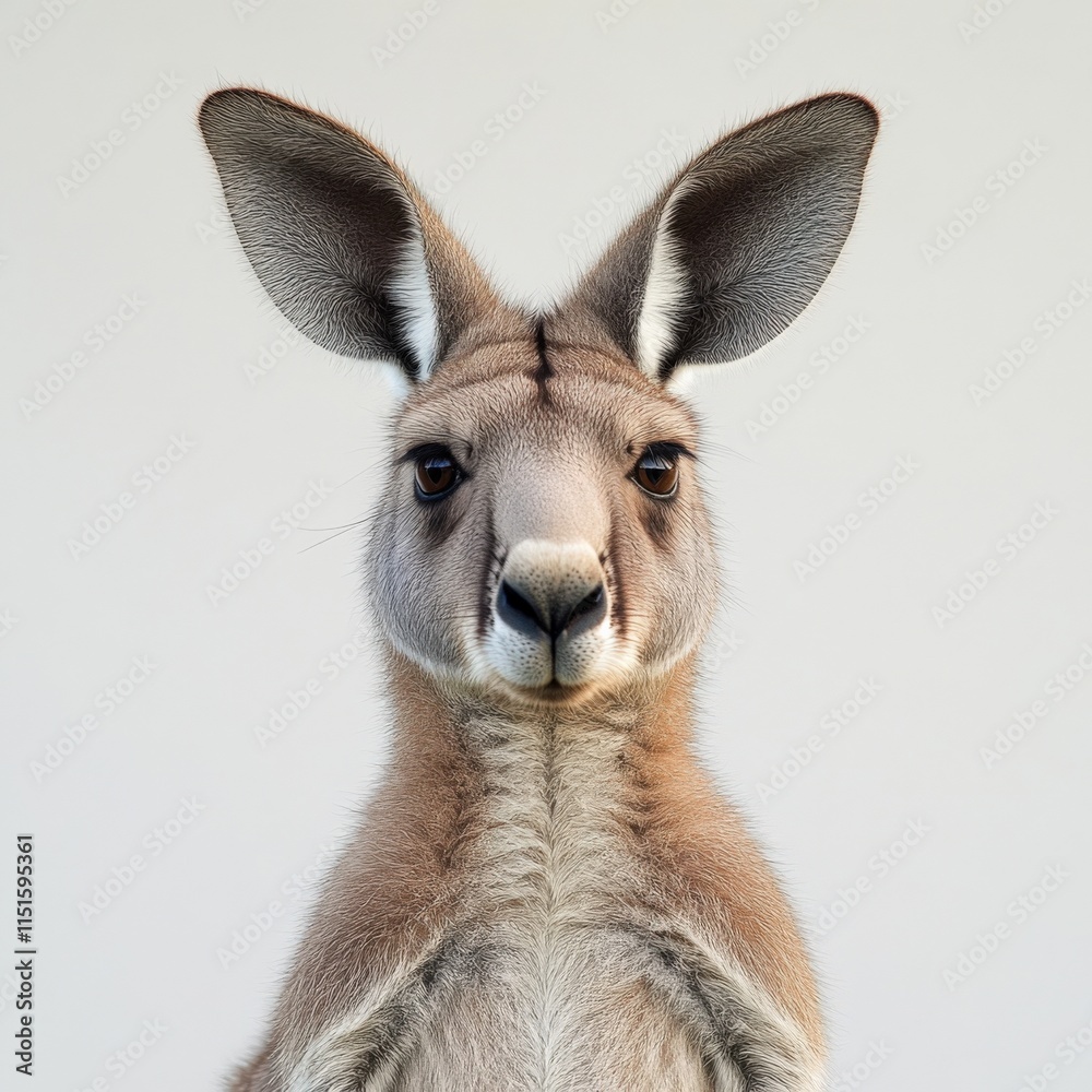 Fototapeta premium close-up of a kangaroo's face against white backdrop