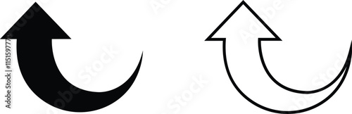 Upward arrows icons Set. Scroll illustration signs. Animation of arrow bouncing as it slide up. Graphic flat and outline elements suitable for apps and websites isolated on transparent background.