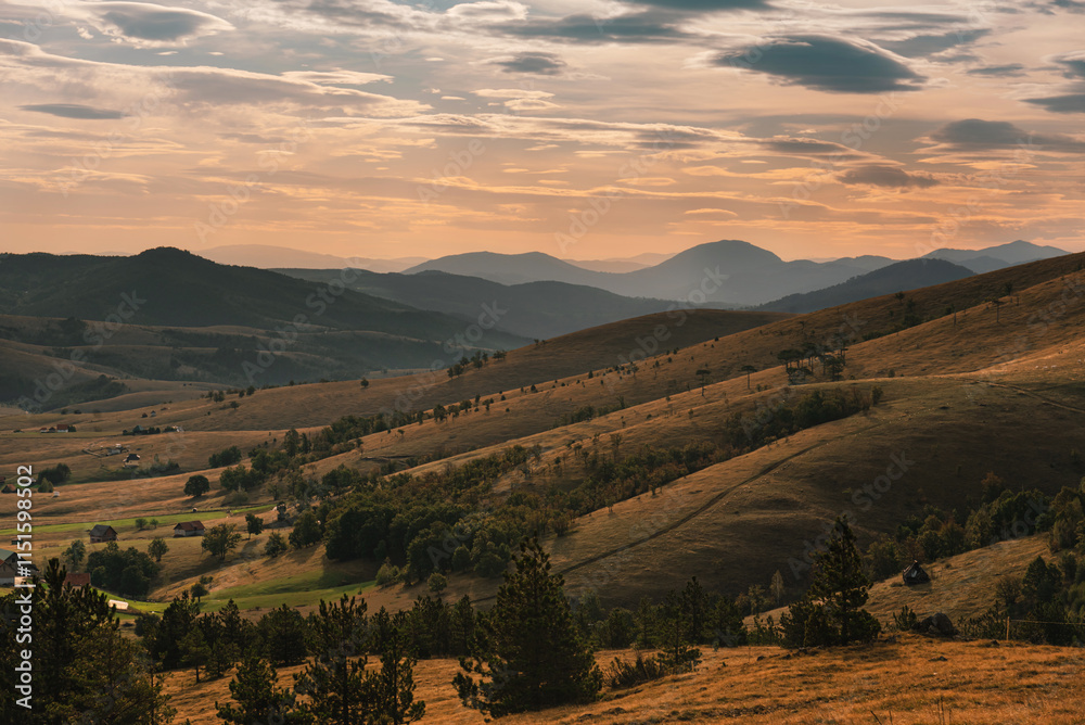 Zlatibor Mountain Panoramic Landscape in Sunrise