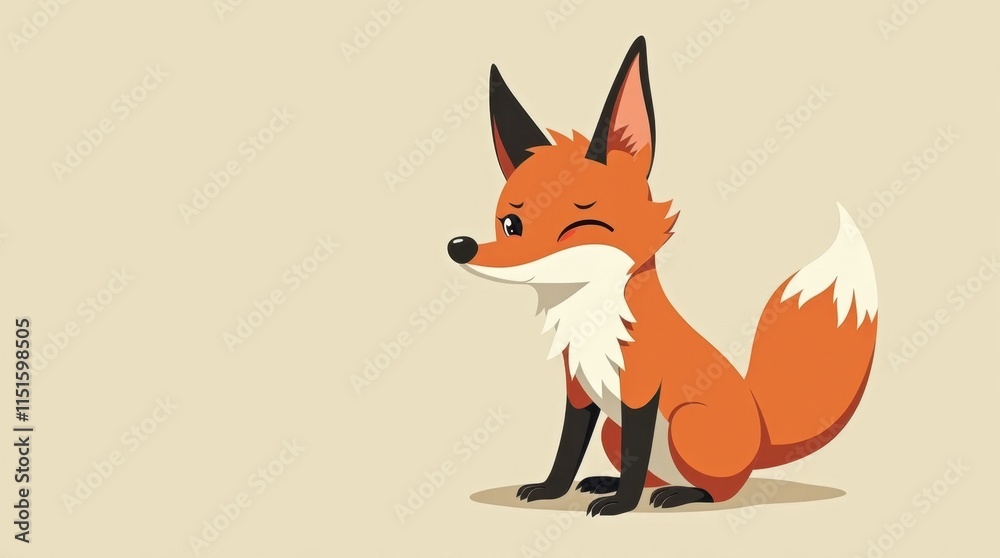Obraz premium Curious Fox Minimalist Vector Illustration
