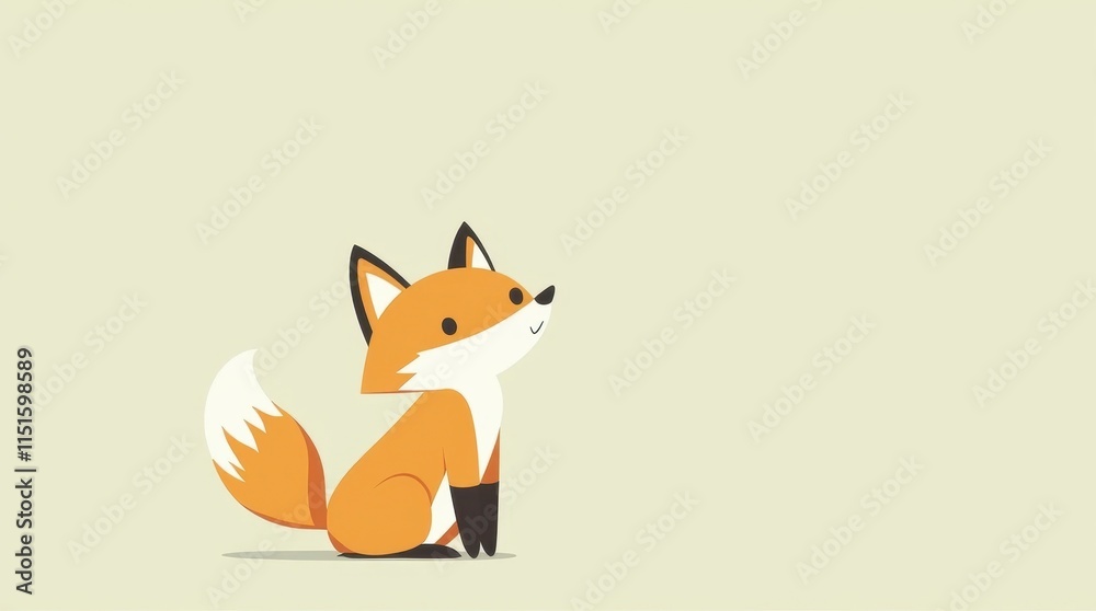Obraz premium Curious Fox Minimalist Illustration Vector Art