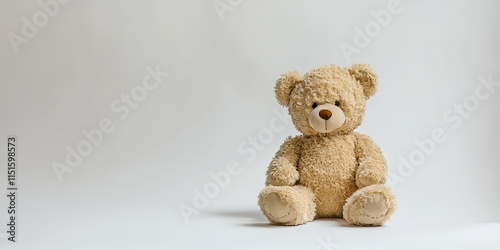 Teddy bear featured in a studio setting, showcasing the adorable teddy bear against a clean, white background, perfect for highlighting the charm of the teddy bear in various creative projects. photo