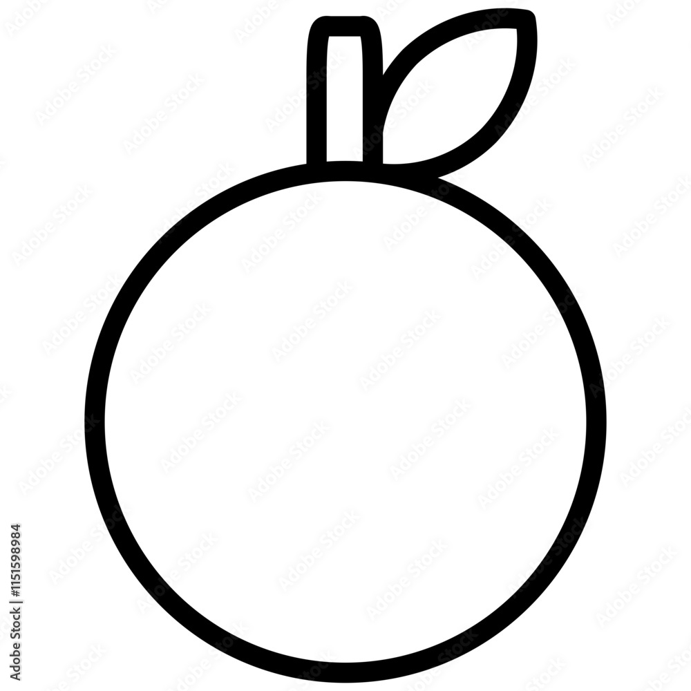 Grapefruit Icon, Black And White Outline Icon Symbol