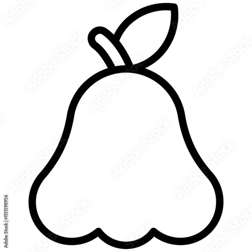 Rose Apple Icon, Black And White Outline Icon Symbol