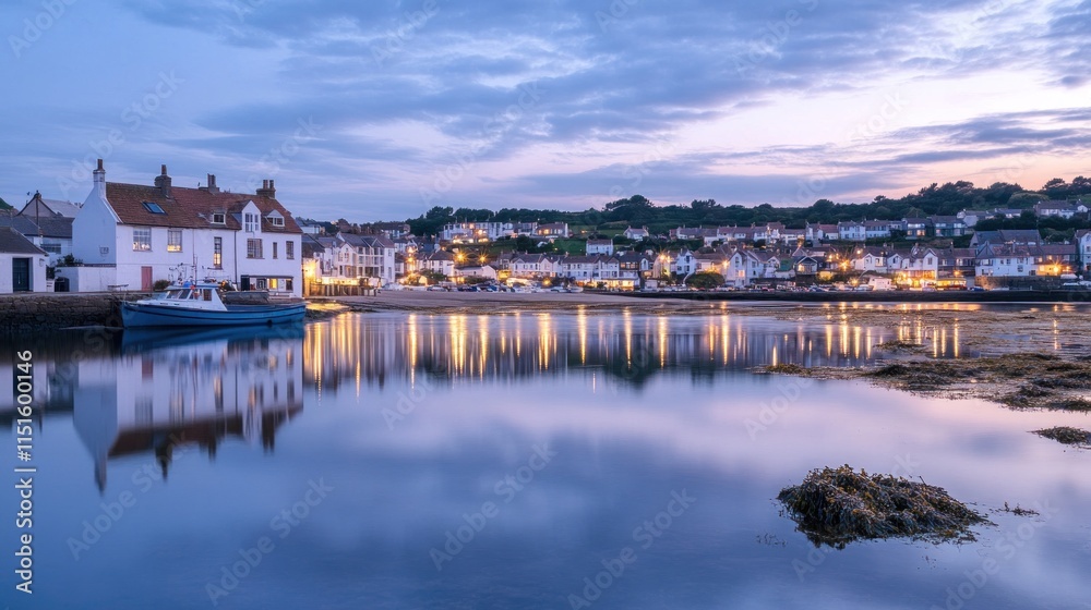 Fototapeta premium Serene Twilight at the Coastal Village of Portpatrick, Scotland