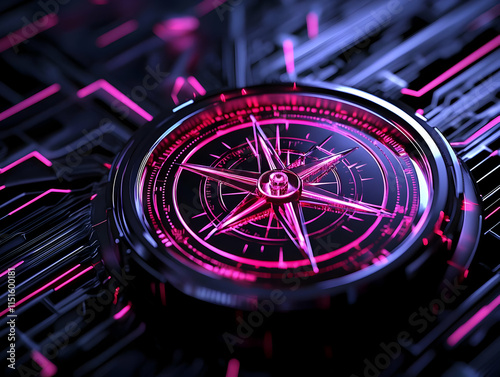 Wallpaper Mural Neon Compass 3D Illustration Torontodigital.ca