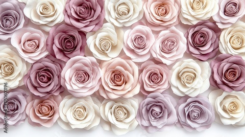 Pastel paper rose close-up, romantic floral arrangement