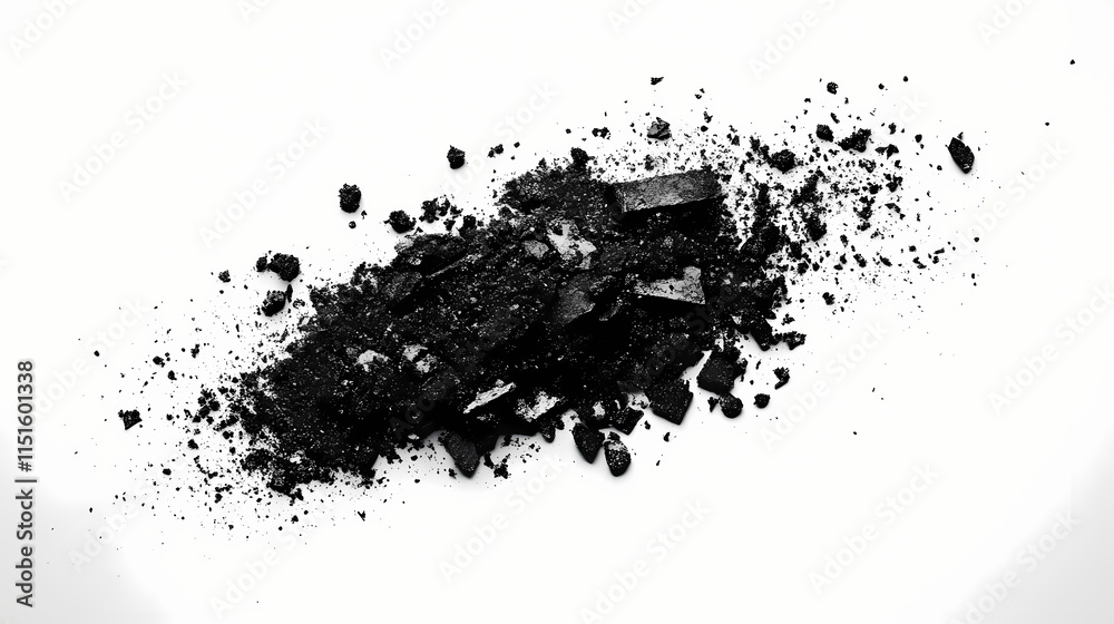 Scattered ashes heap on pristine white background. Cinder. Illustration Scattered ashes heap on pristine white background. Cinder. Illustration