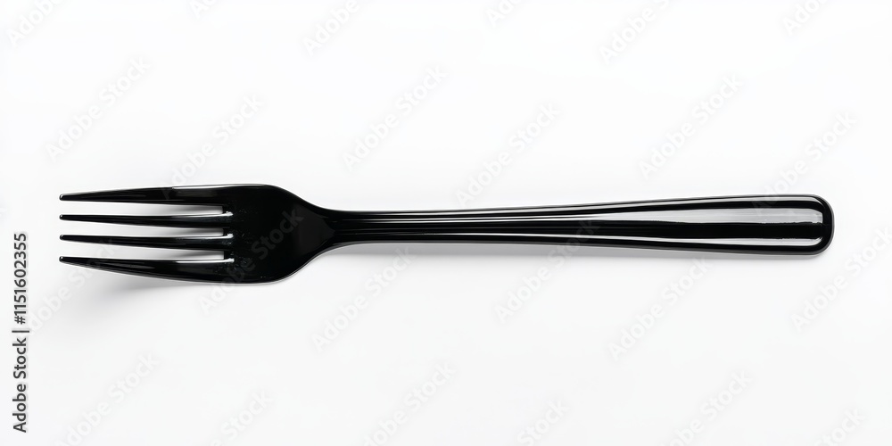 High resolution image of a plastic black fork isolated against a white background. This versatile kitchen utensil is perfect for various dining settings and culinary presentations. High resolution image of a plastic black fork isolated against a white background. This versatile kitchen utensil is perfect for various dining settings and culinary presentations.