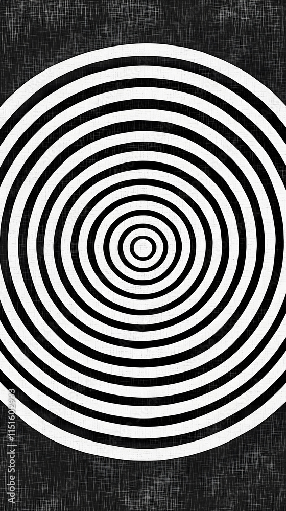 Naklejka premium Striking black and white concentric spiral patterns create visual depth and intrigue in abstract design