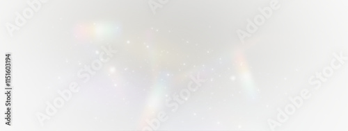 Rainbow light and white dust in Png format. The crystal shimmers with a rainbow effect. Png Background with bokeh light effect. PNG Gorgeous Christmas glowing background made of dust and confetti.	