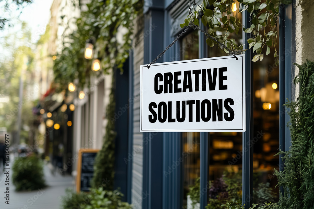 Obraz premium Creative solutions message on a white signpost