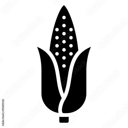 Corn Icon, Black And White Glyph Icon Symbol