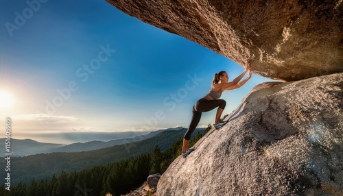 A person pushing against a large rock or mountain, symbolizing effort, ambition, and big challenges