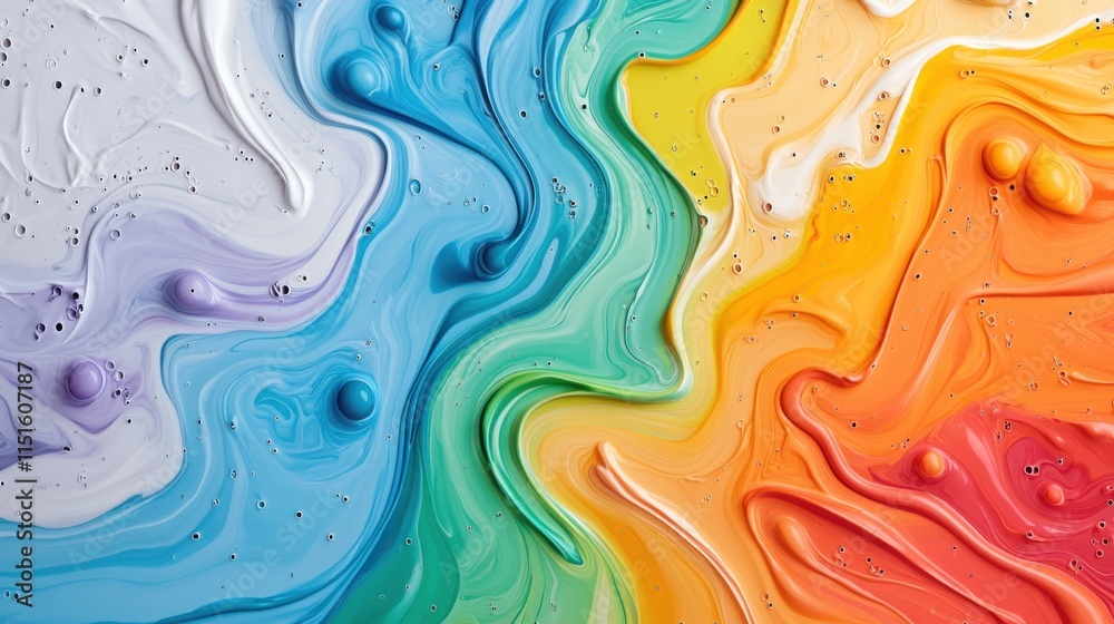 Fototapeta premium A quirky abstract fluid art design with bright splashes of color, swirls, and dripping textures
