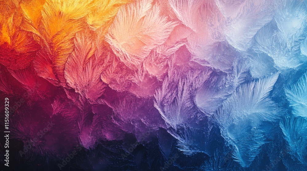 Abstract colorful textured background with vibrant hues and feather-like patterns.