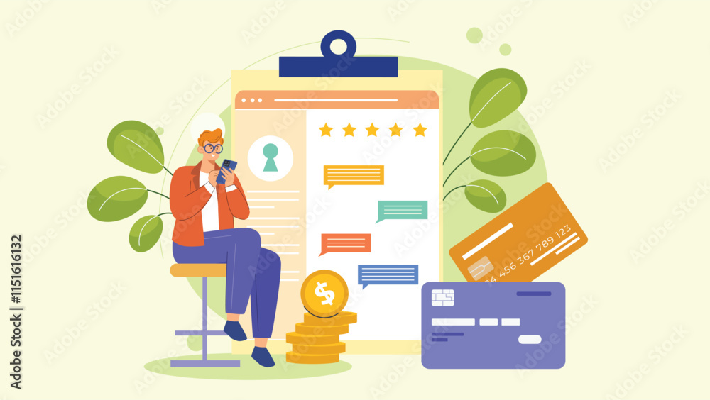 Αυτοκόλλητο An illustration depicting the concept of strengthening customer relationships, featuring a digital interface with personalized communication tools such as chat, email, and support options