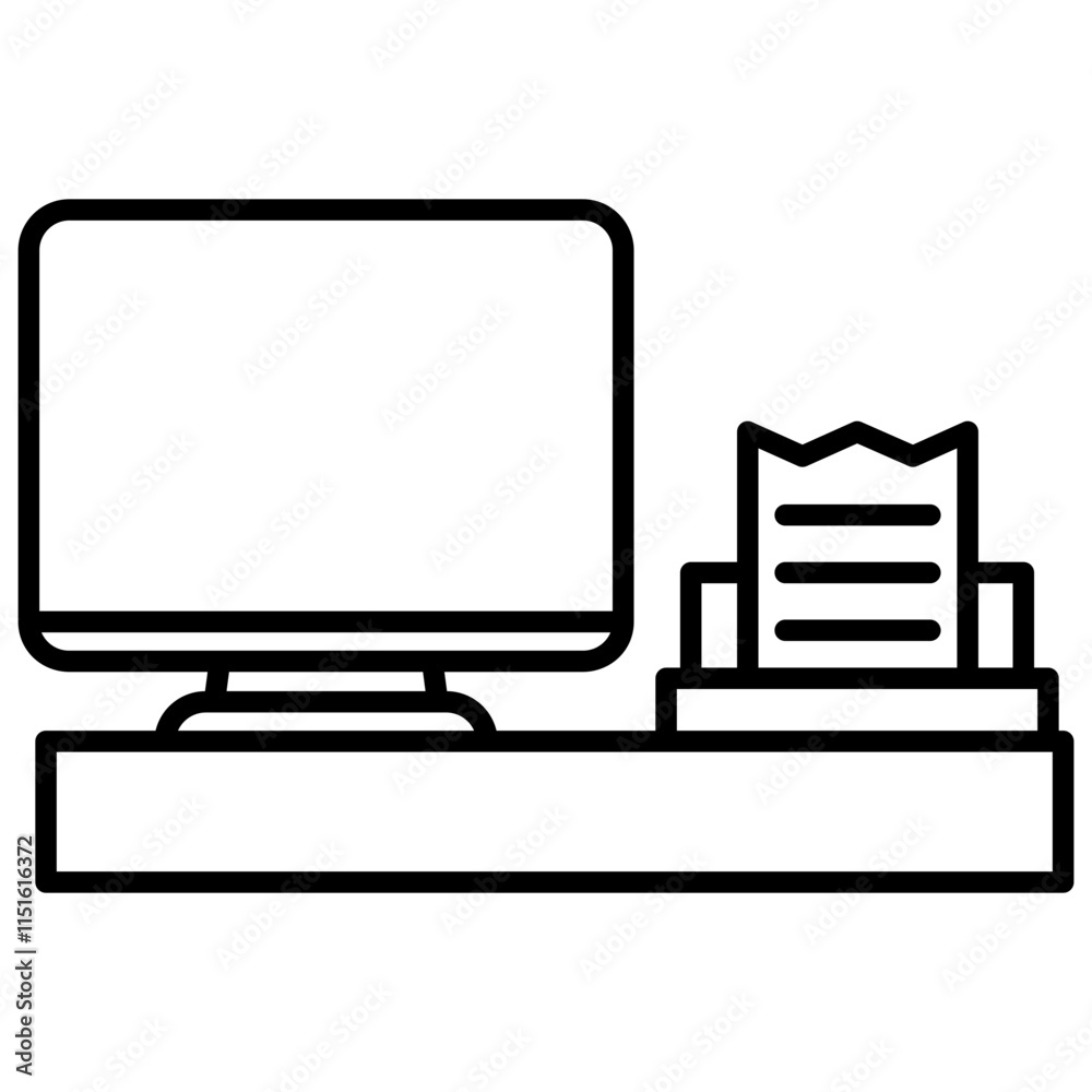 Cash Machine Icon, Cash Register Icon, Black And White Outline Icon Symbol Cash Machine Icon, Cash Register Icon, Black And White Outline Icon Symbol