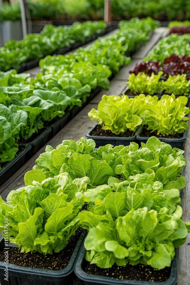 A community garden scene with families growing coral lettuce. A community garden scene with families growing coral lettuce.