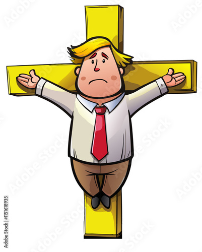 Crucified businessman vector image, Isolated on white background.
