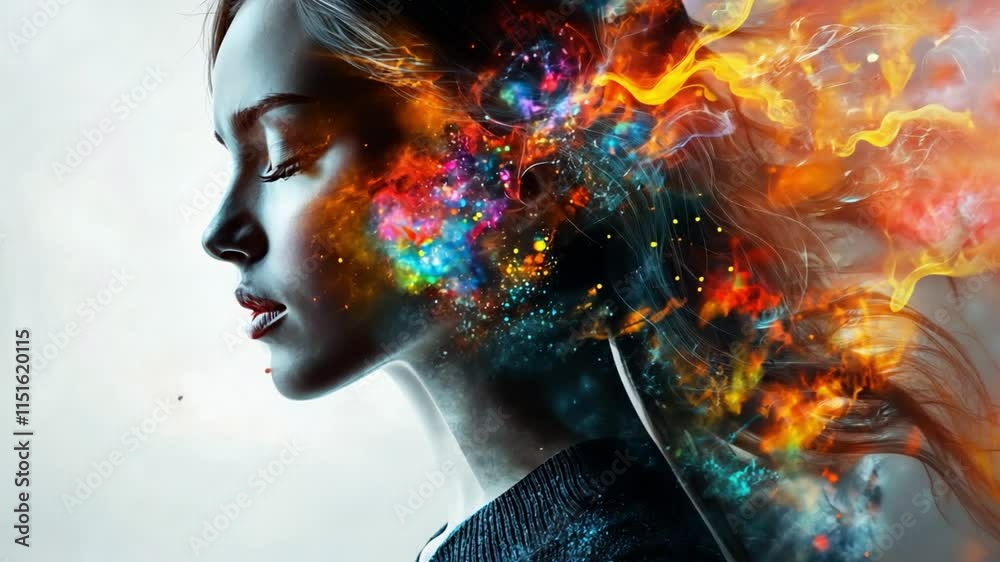 Biofeedback in art therapy, artist creating with emotional sensor data.
