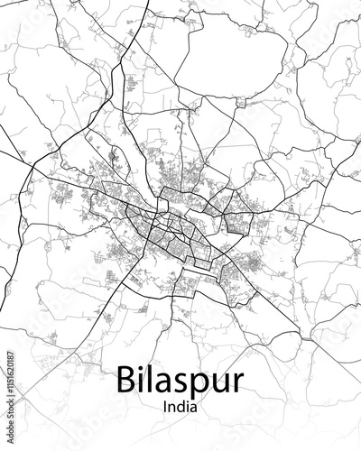 Bilaspur India minimalist map photo