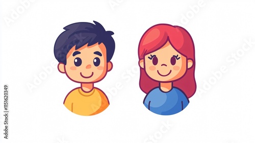 Cute Baby Boy and Girl Icon Vector Ideal for 2D Flat Design Usage