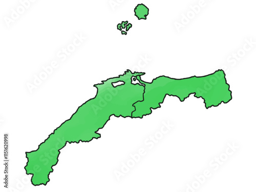 少しゆるい山陰地図 県境入り 島根県 鳥取県