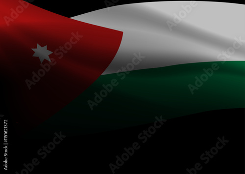 Jordanian flag flies majestically on a black background