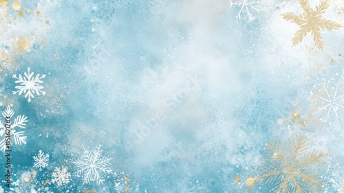 Hand-Drawn Snowflakes with Golden Stars on Pastel Background
