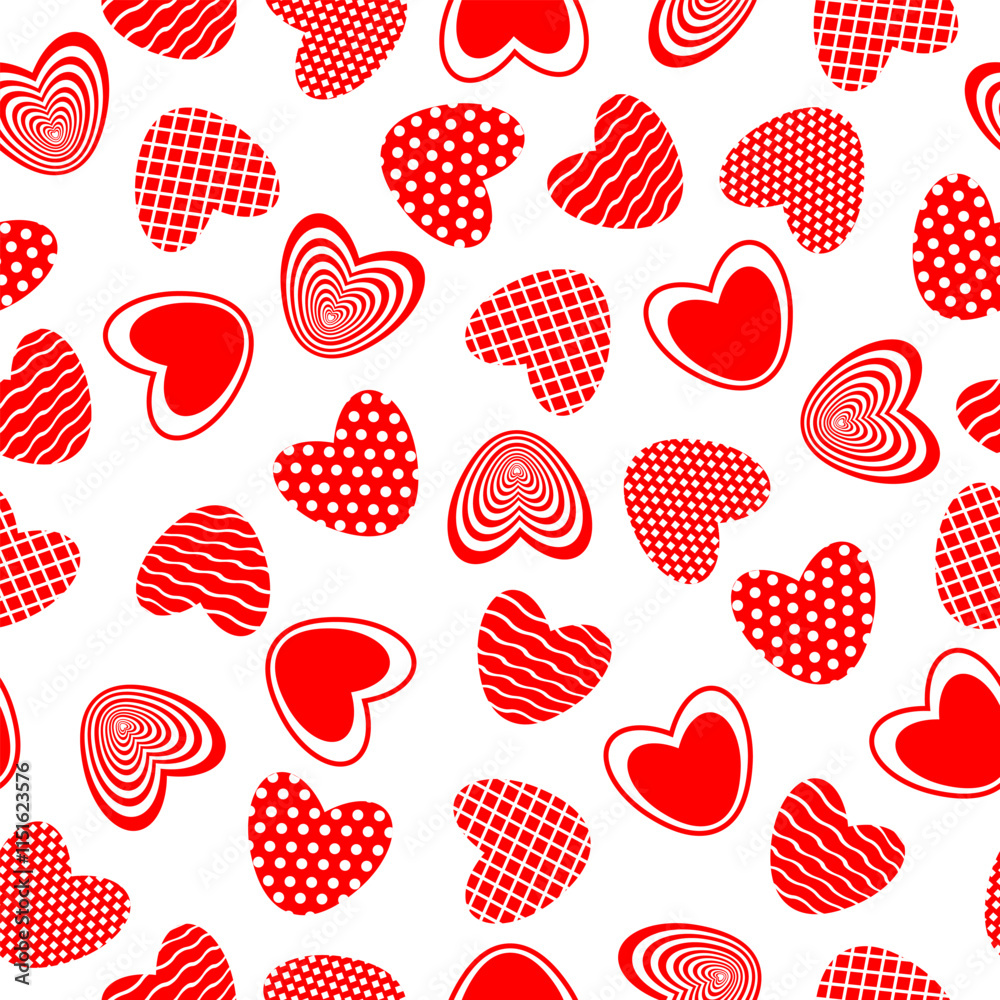 Seamless pattern with red hearts on white background. Design for fashion, fabric, textile, packaging paper, gift paper. Valentines day concept. Seamless pattern with red hearts on white background. Design for fashion, fabric, textile, packaging paper, gift paper. Valentines day concept.