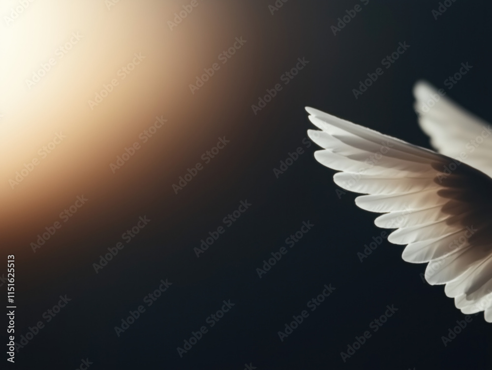 Obraz premium The Enchanting Essence of Angelic Wings: A Source of Serenity, Hope, and Guidance Through Life's Turmoil, Illuminating Dreams and the Path to Love and Light.
