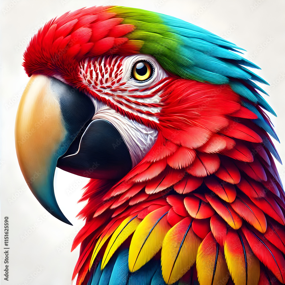 Obraz premium red and blue parrot face close up 