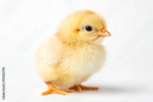 Adorable baby chick. A baby chick over a white background photo