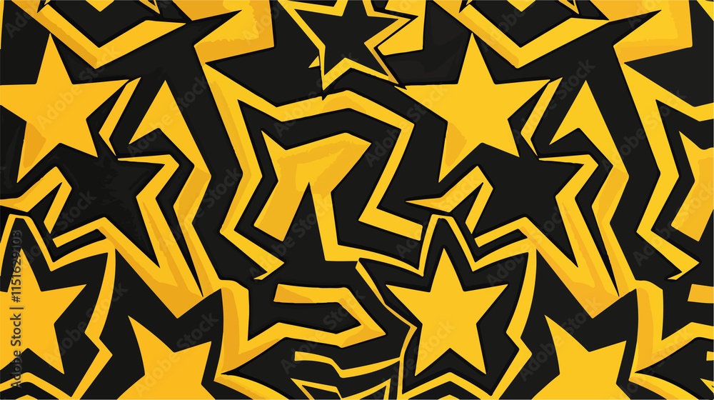 Bright Yellow Seamless Stars Background Vector Illustration Bright Yellow Seamless Stars Background Vector Illustration