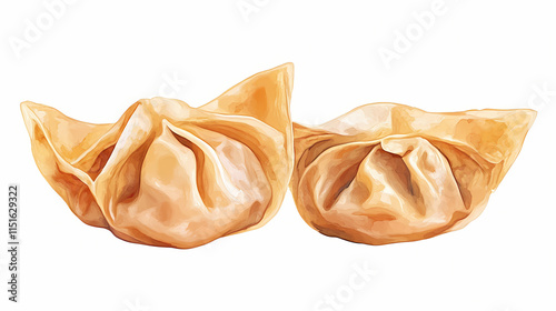 Wonton dumpling side view full length isolate on transparency background png. Zephyrous. Illustration photo