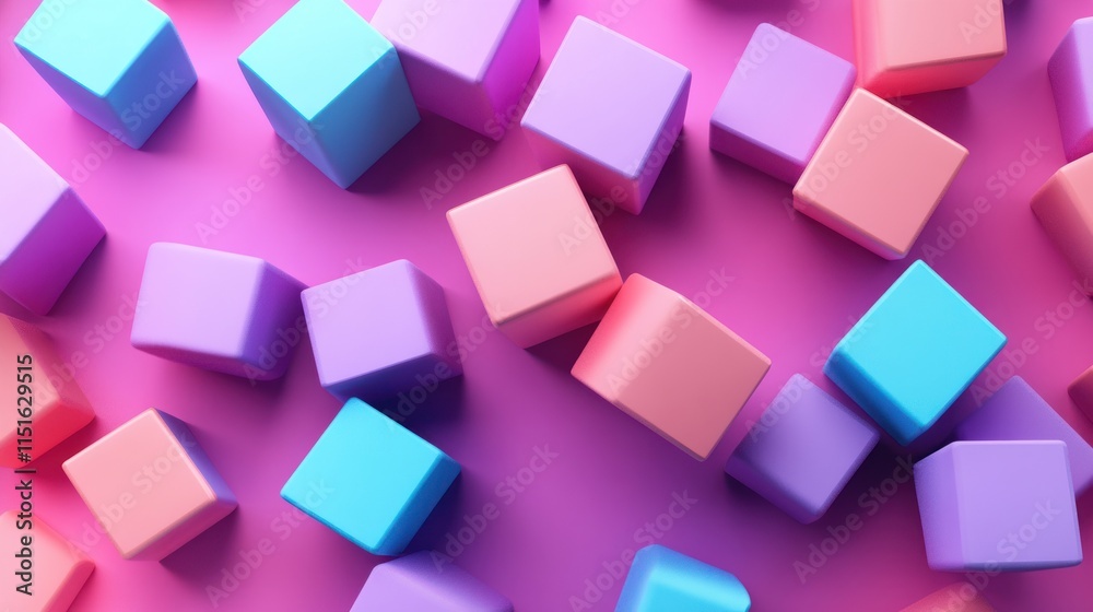 Obraz premium Pastel Cubes Abstract Pink Background