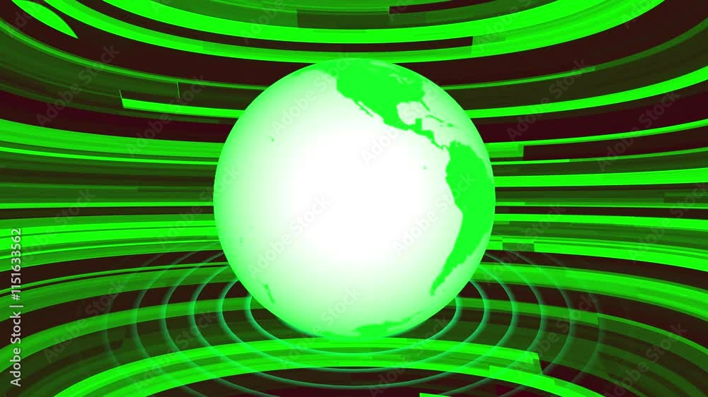Digital world news background animation technology news background animation with earth map Abstract background. with diagonal green and black color stripes and lines Loop ready