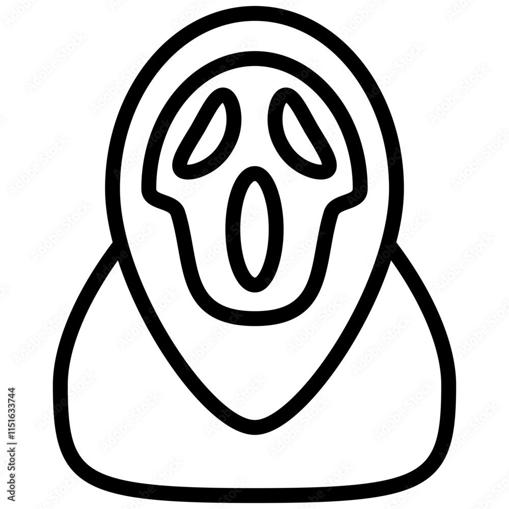 Grim Reaper Outline Icon, Black And White Outline Icon Symbol Grim Reaper Outline Icon, Black And White Outline Icon Symbol