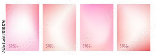 Blurred backgrounds with light red and pink color gradients. Set of defocused graphic templates for wedding invitations and Happy Valentine's Day holiday greetings. Vector illustration.