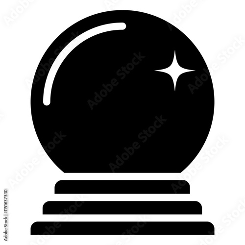 Crystal Ball Glyph Icon, Black And White Glyph Icon Symbol